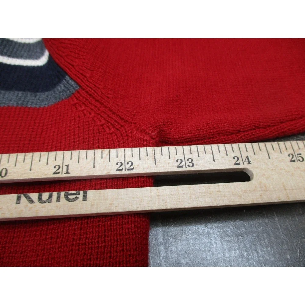 Abercrombie & Fitch Sweater Mens XL Red Gray Striped Muscle V Neck Pullover Knit